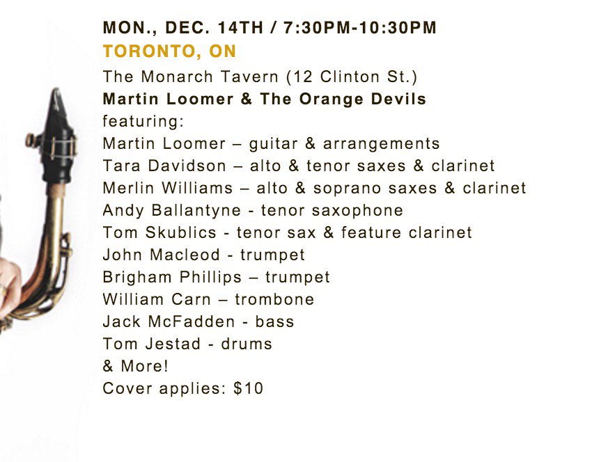 AddoRecords's tweet image. Mon at @MonarchTavern: Martin Loomer &amp;amp; Orange Devils feat Tara Davidson &amp;amp; 
William Carn themonarchtavern.com/event/martin-l…