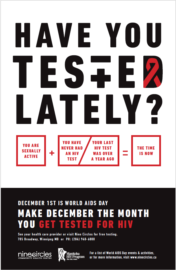 "Have you been tested lately?" asks Nine Circles of those unaware of HIV status. Share the December campaign.