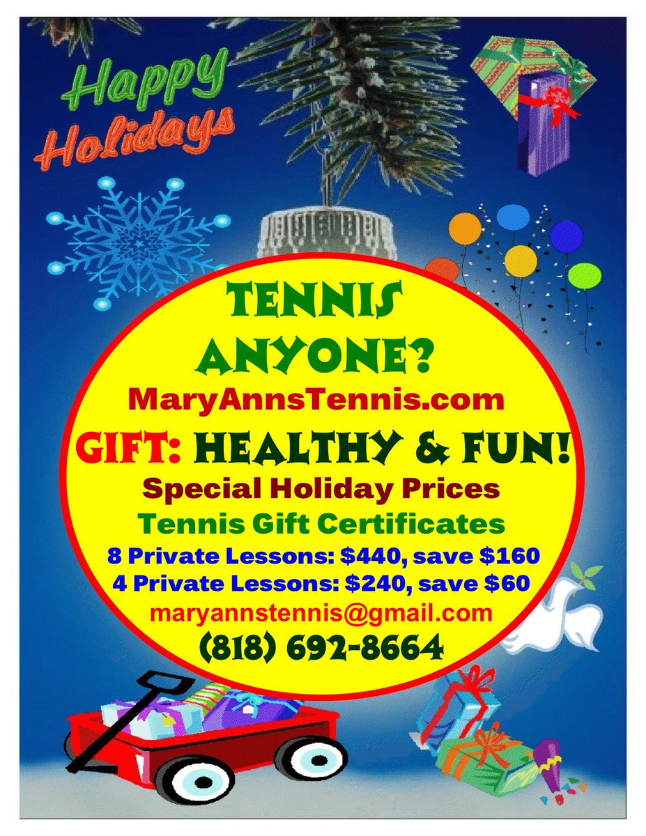 macsearch's tweet image. Give the gift of health this year, 
and take tennis lessons 
with the best tennis teacher!   maryannstennis.com