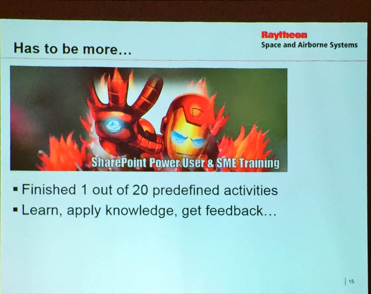 sympmarc's tweet photo. Recipe for success with SharePoint? Experts/power users/SME community, says @doorswizard at #SPFChicago. https://t.co/av3IKmzfIG