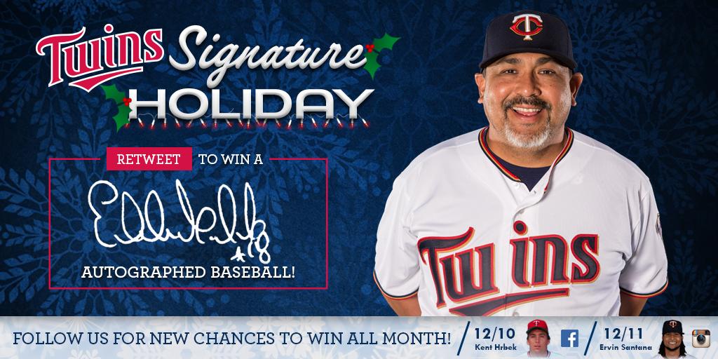 Twins's tweet photo. RT to win an Eddie Guardado signed ⚾️! 

Enter to win a grand prize (signed bat) here >> https://t.co/VEipzZXD70 https://t.co/PoimNaupi4