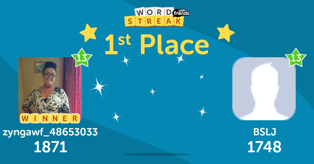vickeeee's tweet photo. First Place in Word Streak With Friends Tournaments! Challenge me https://t.co/4Bd7a9fCWf