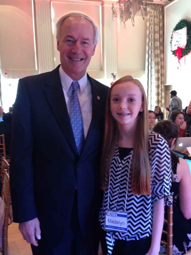 Gov. Asa Hutchinson and Madelyn at the Girls of Promise Coding Summit. #girlsrockincode #ARKidsCanCode