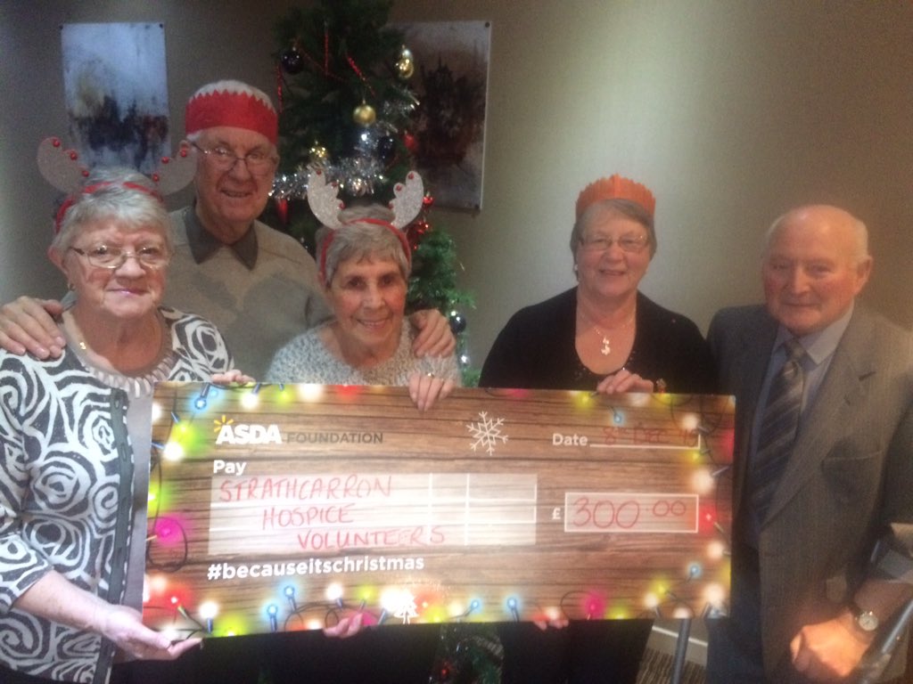 Over 50 years of volunteering between them for Strathcarron Hospice. THANX #becauseitschristmas