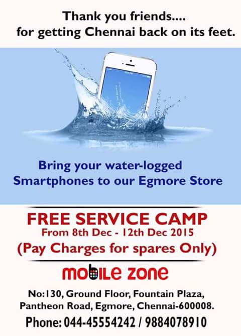 Vaishu_VV's tweet photo. Bring ur waterlogged Smartphones-freeService. #ChennaiFloods #ChennaiRainsHelp #ChennaiMicro #ChennaiRescue https://t.co/dcKoYuhjkv