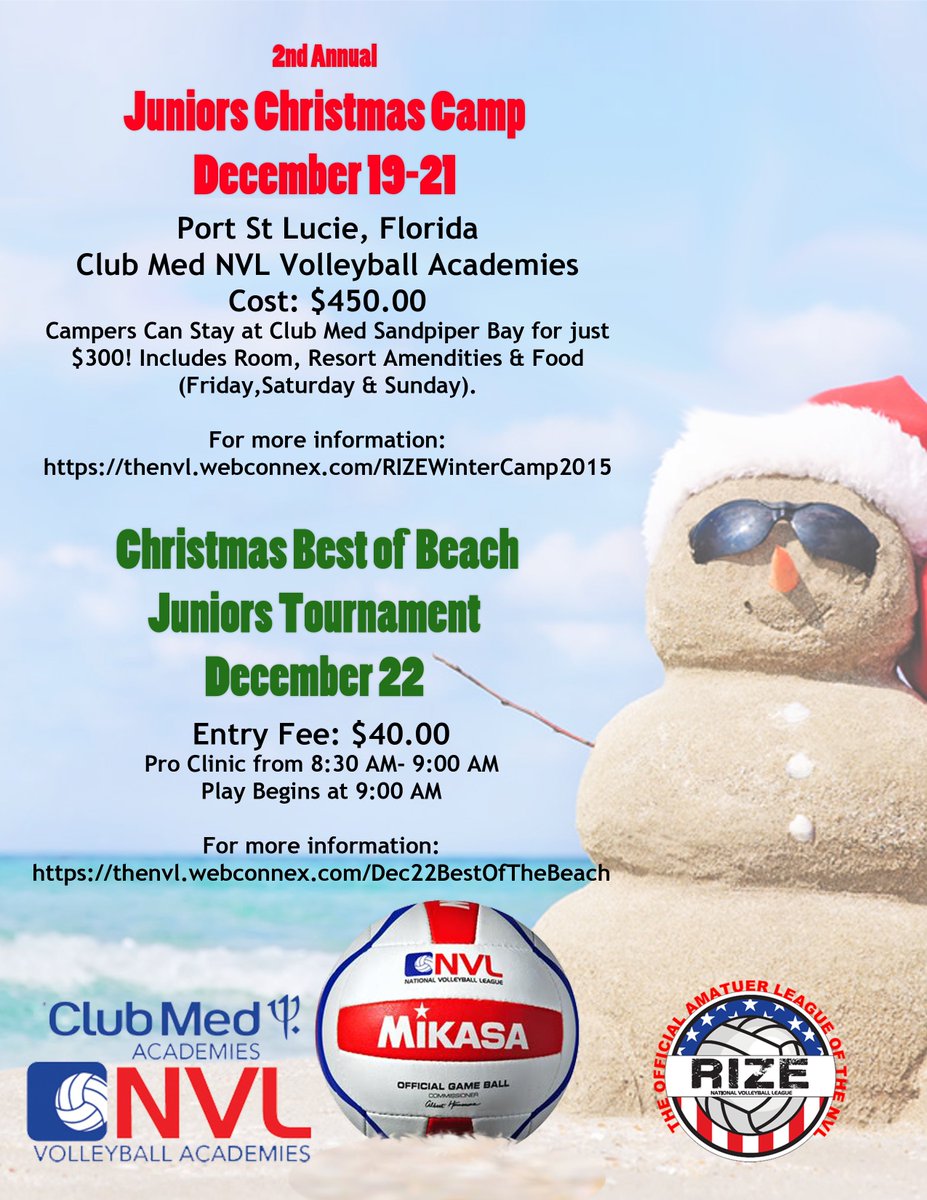 NVLRIZE's tweet photo. All you want for #Christmas is #Volleyball? Check out the #NVLRIZE Christmas Camp in Port St Lucie Dec 19-21! https://t.co/IFb1lRoXYJ