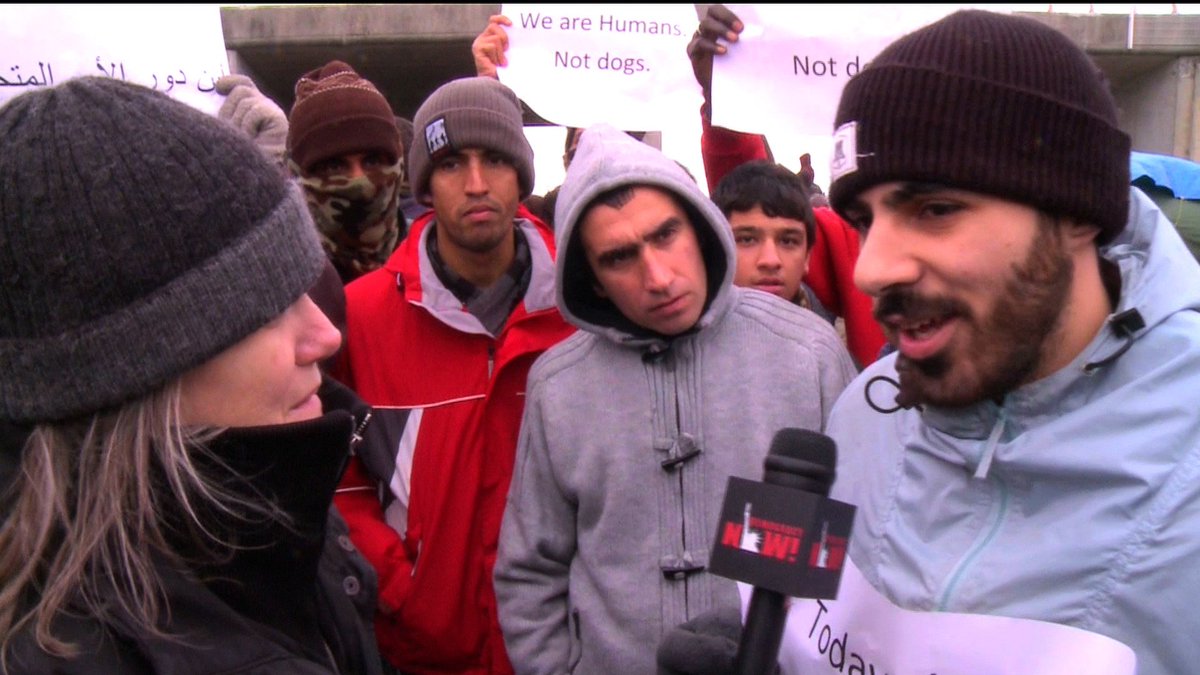 democracynow's tweet photo. "This War Is Not My War": A Syrian in France’s Largest Refugee Camp Speaks Out https://t.co/B5LSh2NEz2 https://t.co/ZDiDoRJmva
