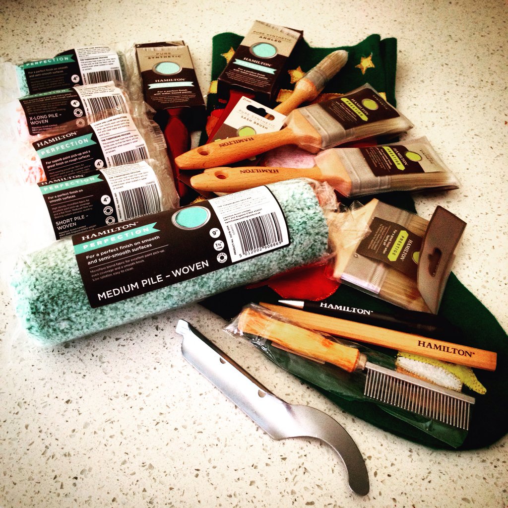 We won the @Hamilton_Decor Xmas Stocking Giveaway - Cheers for the new gear guys! #MrBristlesUK #HamiltonBrushes