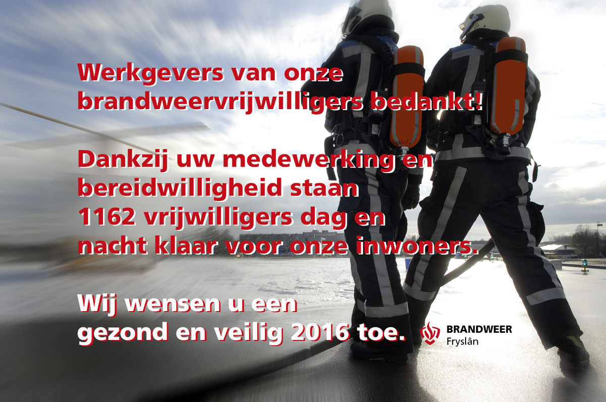 Alle werkgevers van onze brandweervrijwilligers: BEDANKT!