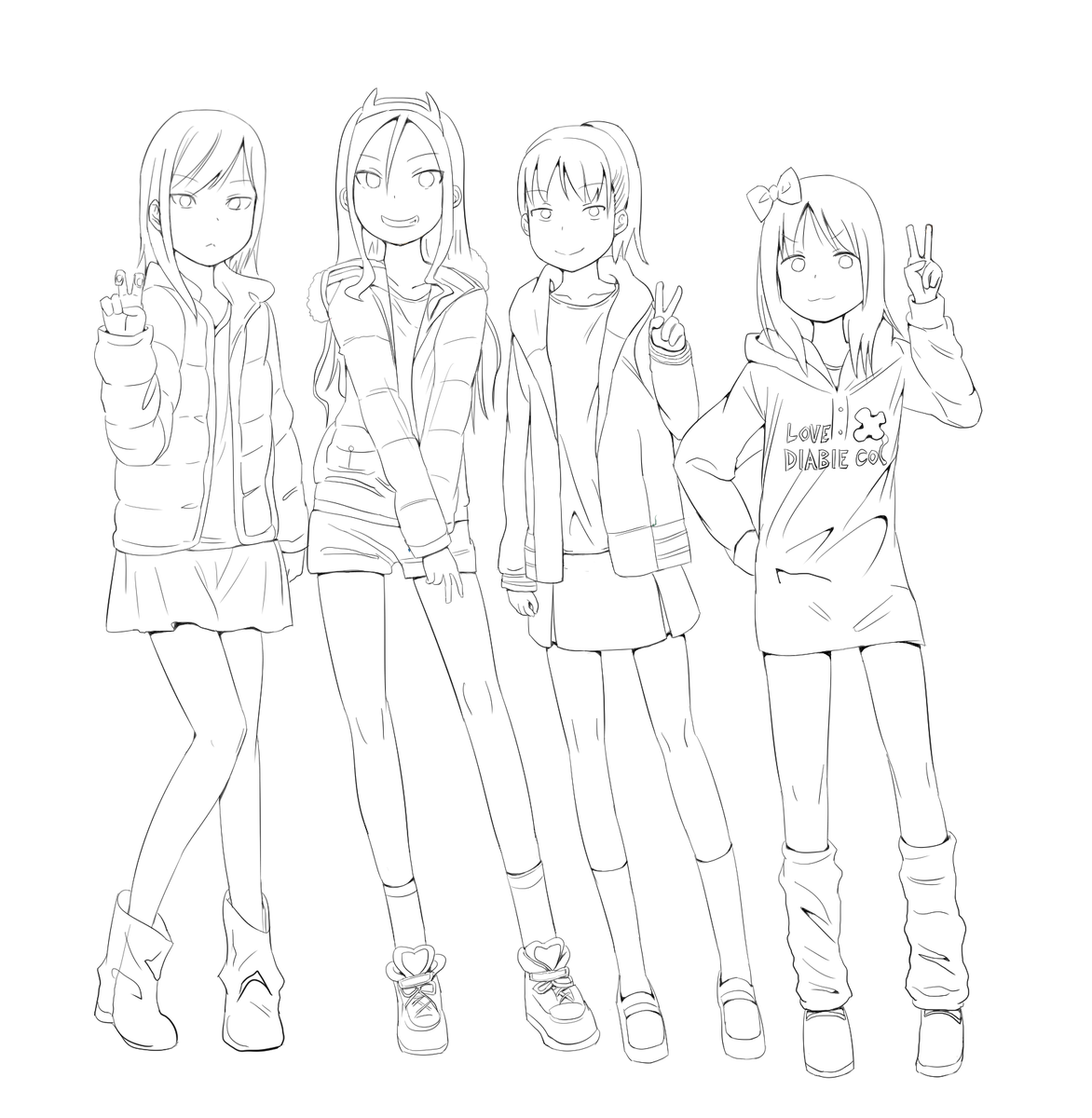 荒草まほん先生の模写線画。 