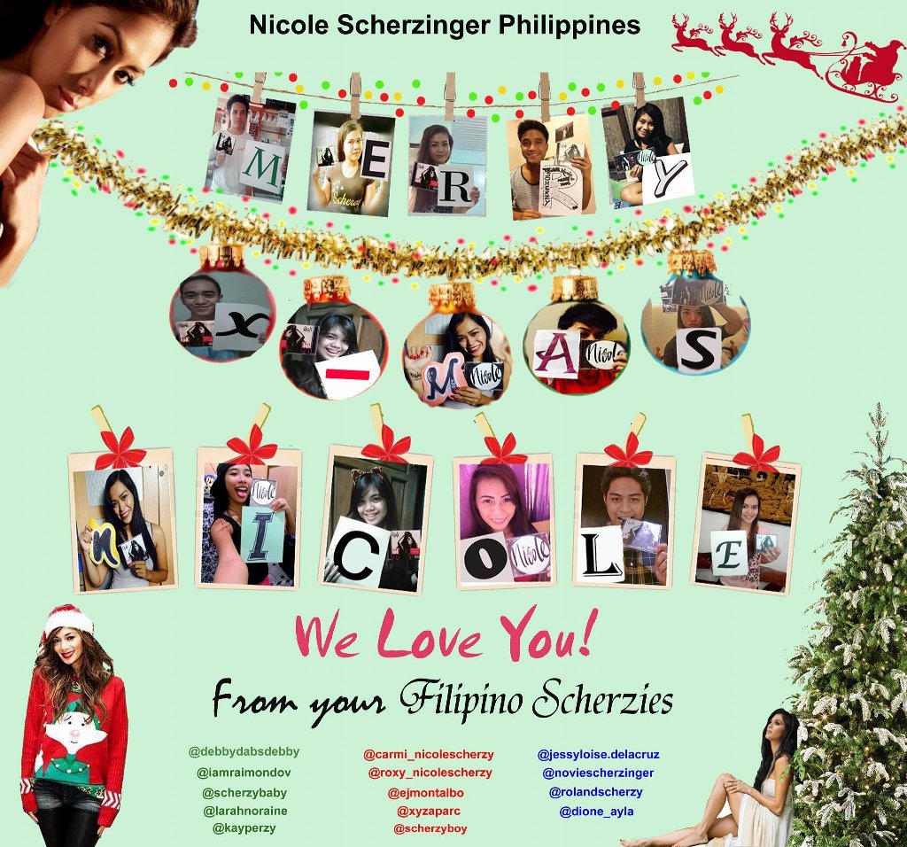 TeamNicolePH's tweet photo. Merry Christmas @NicoleScherzy from your Filipino fans 🎄 We love you so much ❤ #TeamNicolePH https://t.co/g0mwYw0kj4