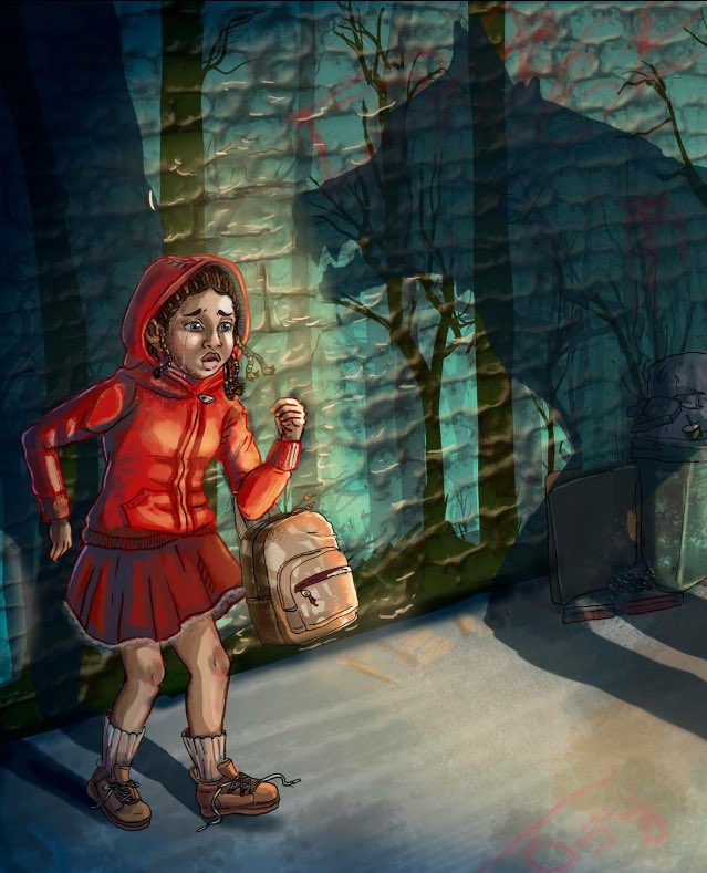 Annakotsu's tweet photo. Personal piece working on for Society of Illustrators. My attempt for a contemporary Red Riding Hood. #illustration https://t.co/N8J71Wv8DF