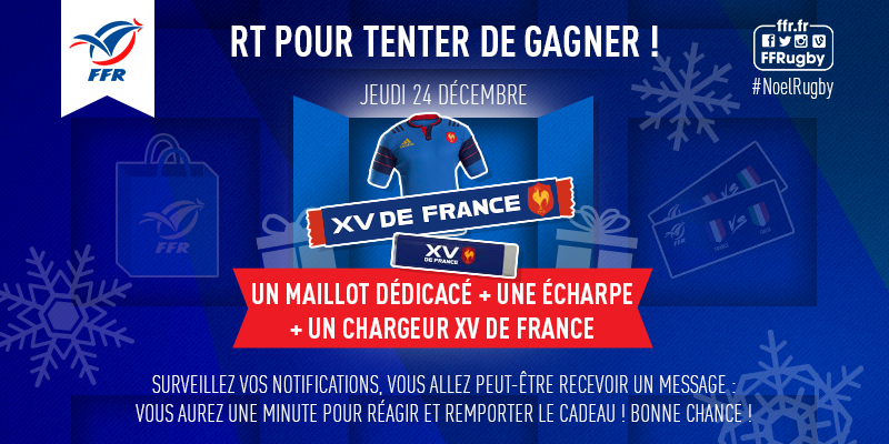 |24 Déc. 🎄🎅🎁🎋🎉| Pour passer un bon #NoëlRugby, tentez de gagner un kit de supporter! Passez de bonnes fêtes!