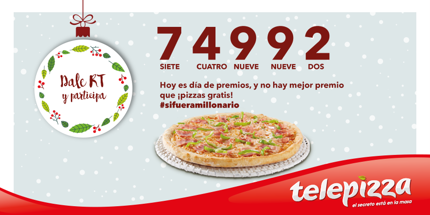 telepizza_es's tweet photo. Dale RT si quieres pizza gratis y participa en #sifueramillonario 🙌🍕🙌 https://t.co/ZWIy8wxWzb