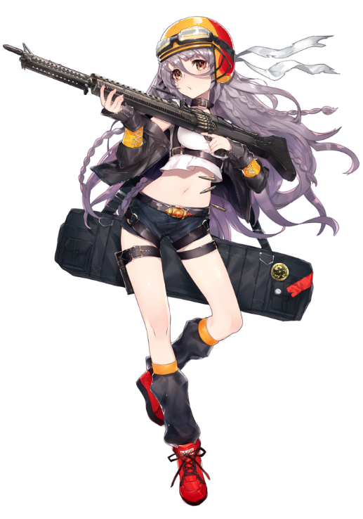 ドールズフロントライン公式 新キャラクター情報 M60機関銃 イラストデザイン Mika Pikazo先生 Mikapikazo せっかちで戦闘能力極めて高いかつ可愛いらしい幼女です 攻撃はとあるランボーを彷彿させる姿をしております 少女前線 T
