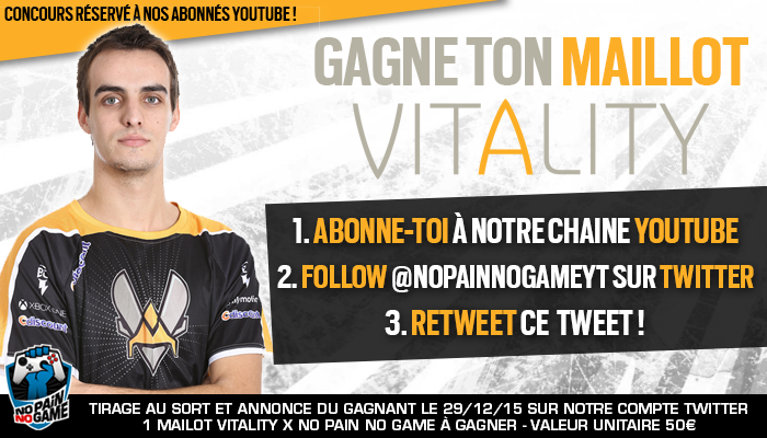 NoPainNoGameYT's tweet photo. ABONNE-TOI à notre chaîne + RT + FOLLOW pour gagner un maillot de la @Team_Vitality ► ICI : https://t.co/Z1csHsPwcZ https://t.co/fJKB4n620Q