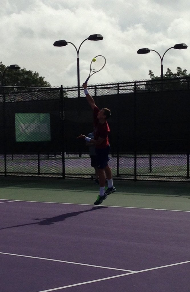 OpenCourt's tweet photo. Pospisil out practicing his serve today. https://t.co/tLXcRITemr