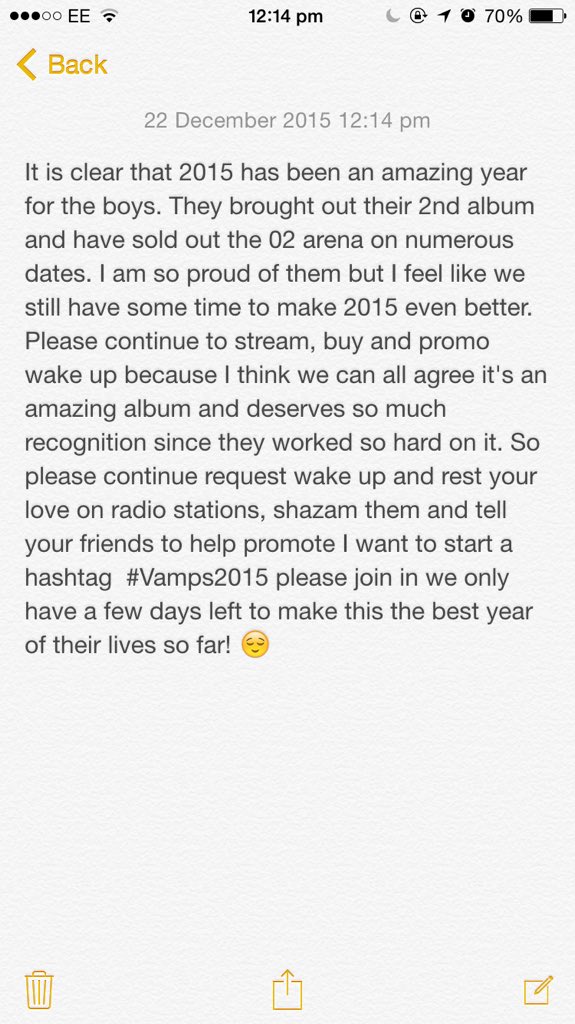 storybrookebrad's tweet photo. Only a few days left to make this the best year ever #Vamps2015 #vamps2015memories https://t.co/PDVT9JeE7L