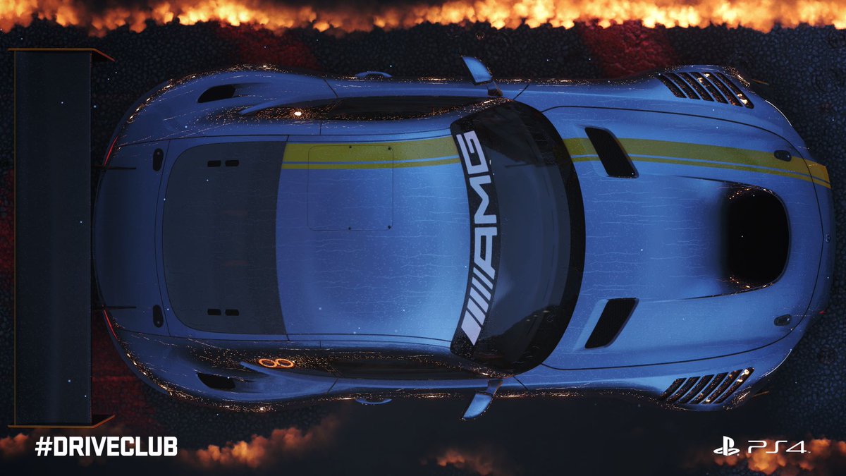 MercedesAMG's tweet photo. The #MercedesAMG #GT3 now stars on #PS4. Download the free #AMG Tour Pack for @Driveclub &amp; set the track on fire. https://t.co/eckHftidQ5