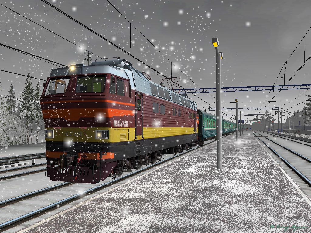 Новогодние открытки, открытка поездом