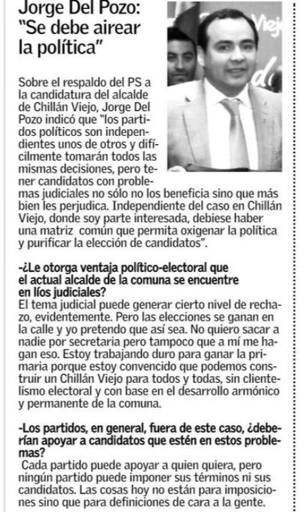 pytconcepcion's tweet photo. Hoy en El Sur: Se debe airear la Política @delpozoalcalde https://t.co/TKURBFSIZV
