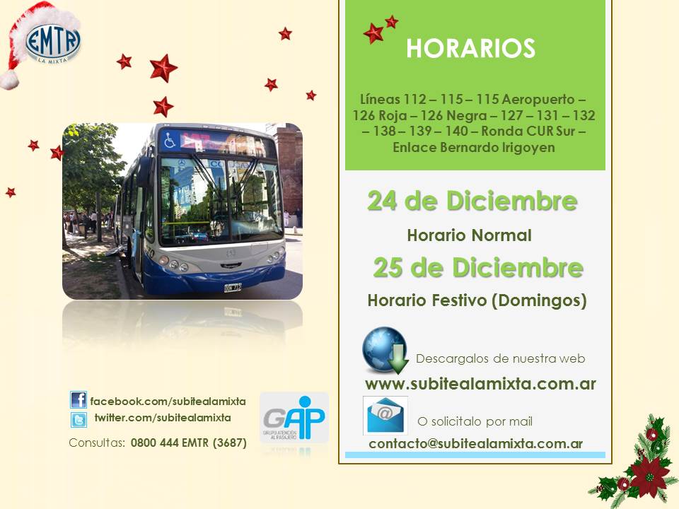 cuenta_de_baja's tweet image. ⚠ 󾀡 #Horarios de #LaMixta para esta #Navidad  fb.me/4neLQEHCz