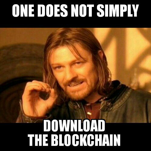 bitcoin_memes's tweet photo. One does not simply download the blockchain. #bitcoin #blockchain @MrChrisEllis https://t.co/gaA0xeyp1n