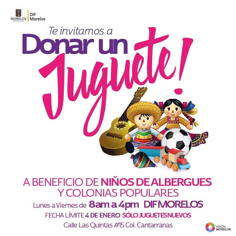 #FelizMartes #AbreTuCorazón vamos a regalar una sonrisa,dona 1 juguete en <a href="/DIF_Morelos/">Sistema DIF Morelos</a> las Quintas #15 Cantarranas