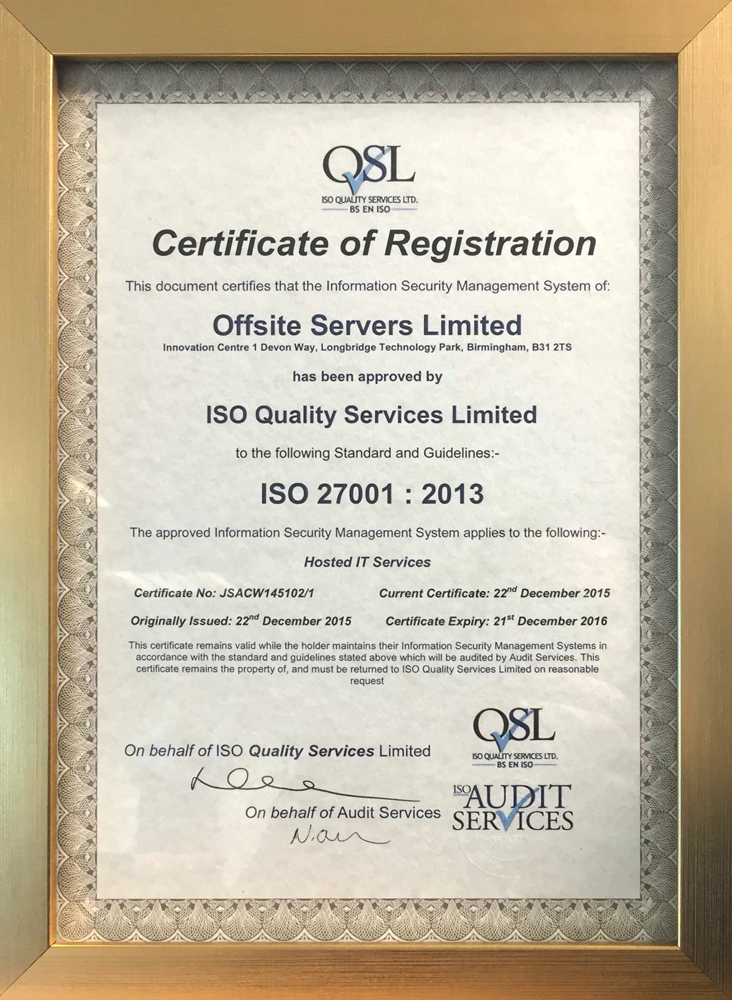 Great news to share today... We achieved #ISO27001 <a href="/ISOQSL/">ISOQualityServices</a> today, may I thank the team for this achievement!