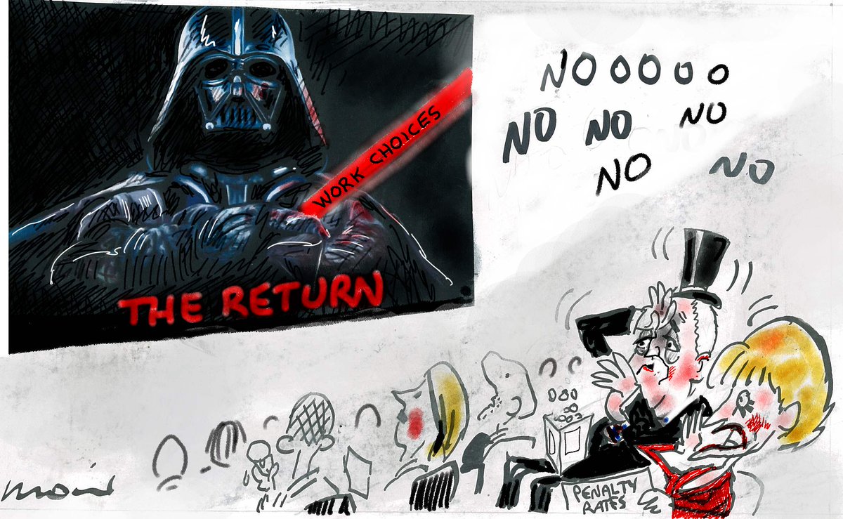 moir_alan's tweet photo. Penalty Rates THE RETURN of DARTH #penaltyrates  #auspol prints or originals available via amoir@bigpond.net.au https://t.co/FOfrfbA6iR