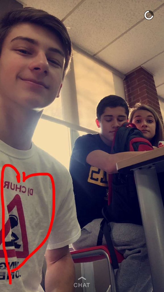 DjChurn's tweet photo. Aye shoutout @ChadBlessing for Reppin the Dj churn shirt  at school today https://t.co/Ve8AhB5nw7