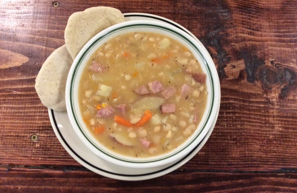 Lunch special today! Hearty Ham and Bean Soup, served with a side of homemade bread, $3.50. #ilyceats