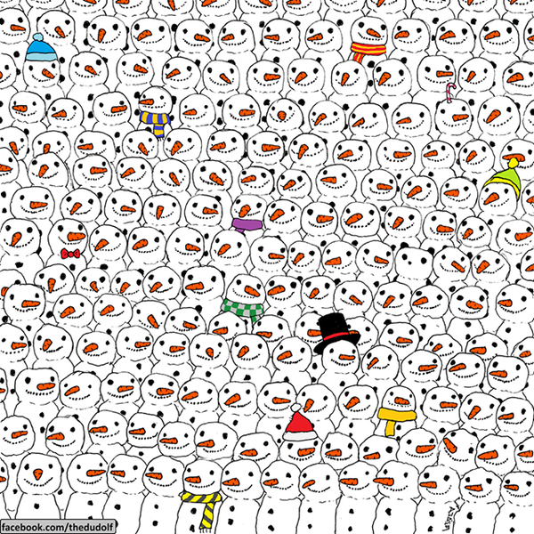 EnlightenUtah's tweet photo. Can you find the Panda in the field of snowmen? This nearly started a group nervous breakdown at the station today. https://t.co/wGdj7fdGYn