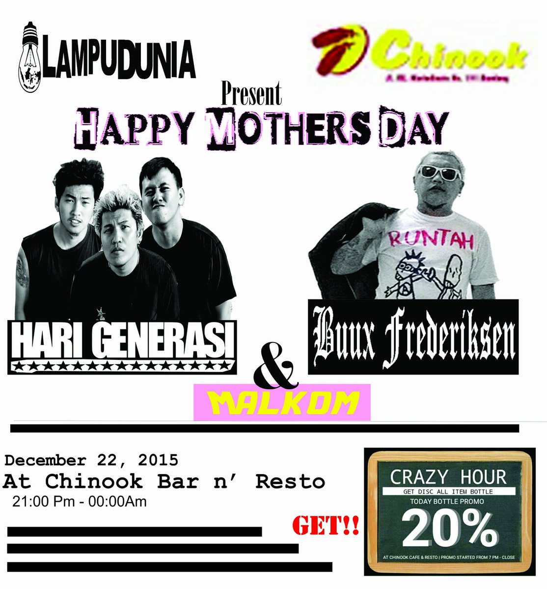 Great event! #happymothersday with <a href="/HARIGENERASI/">LINE @harigenerasi</a> &amp; @thebuux at chinook bar n resto tonight!! #lampudunia