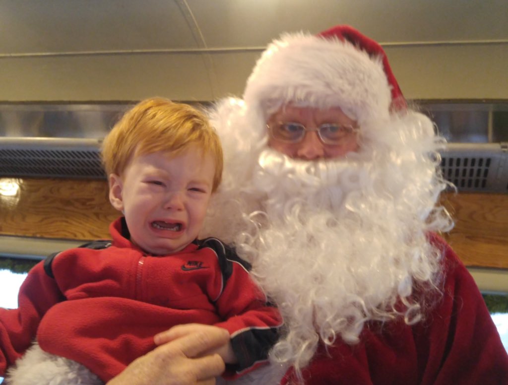 BWhippleKS's tweet photo. AJ got to meet #SantaClaus! #FirstSantaPic 😁 https://t.co/X3bv9vm2we