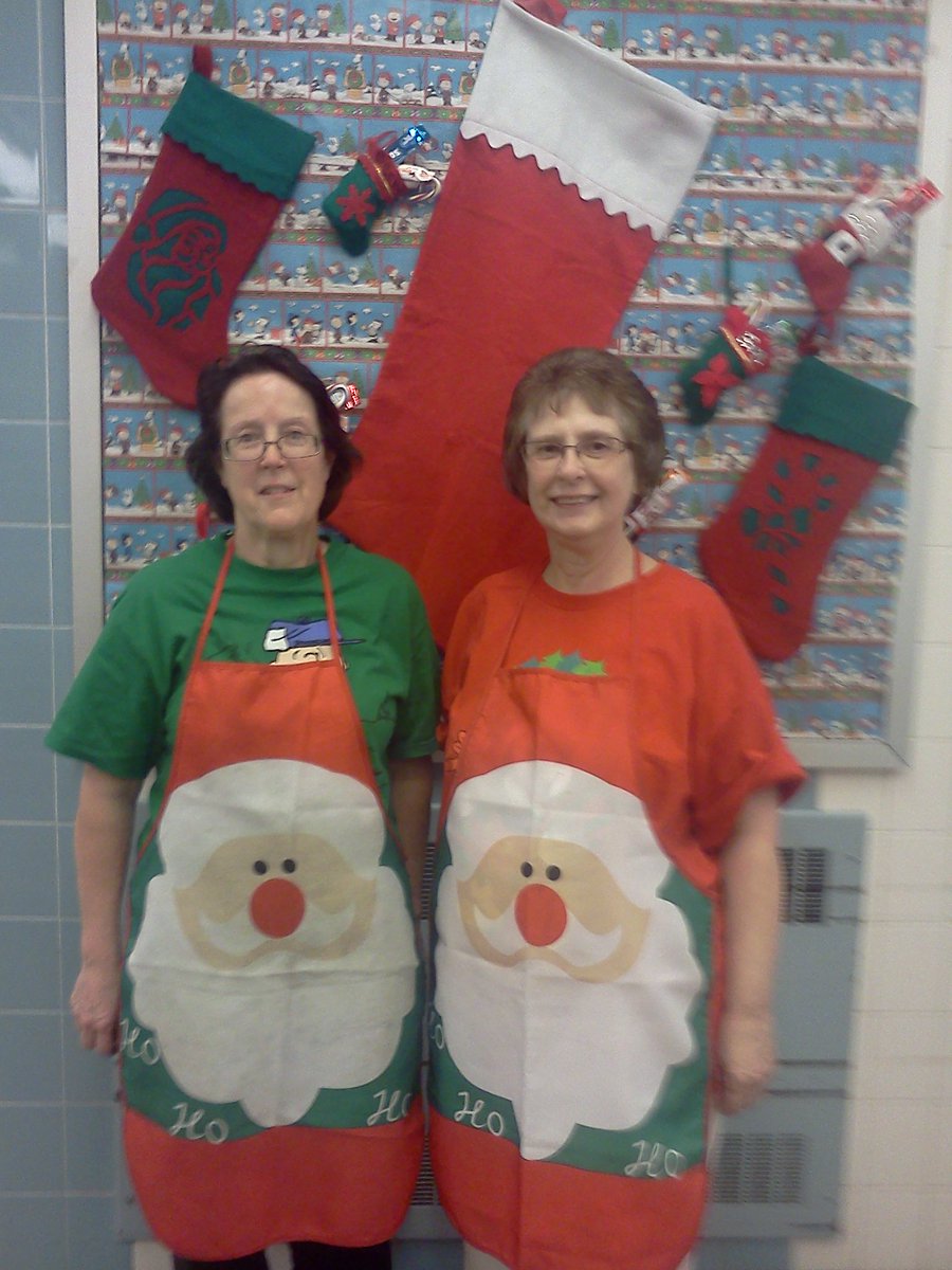 FGLunchLadies's tweet photo. Miss Dolores &amp; Miss Debbie having holiday spirit in the Forest Grove Cafeteria!! https://t.co/hn24I3CY9i
