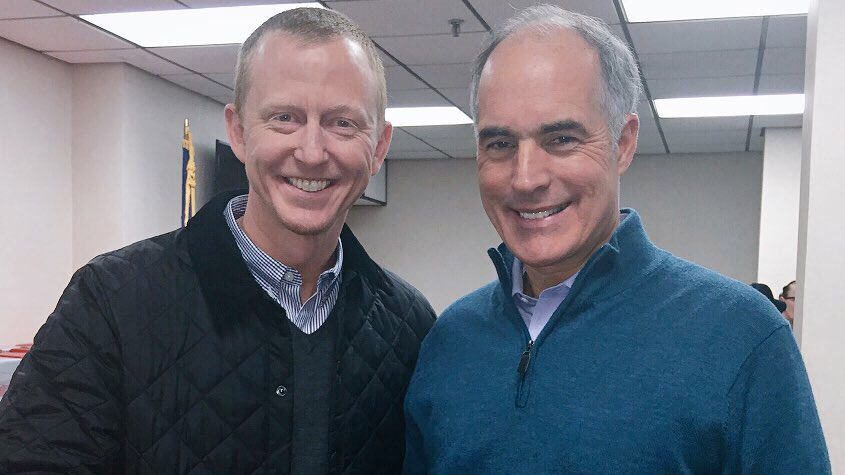 amyibaumann's tweet photo. Met @SenBobCasey delivering presents to vets w Desert Storm Veteran @dogfish60ipa. #TYvets https://t.co/N7m3cCwMiH