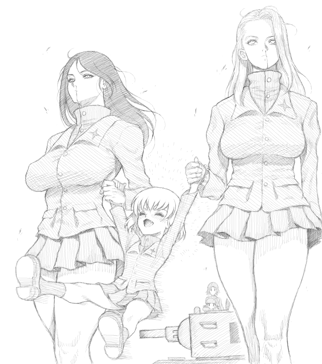 greatsix's tweet photo. 深夜の絵チャより劇場版ガルパンラクガキ。カッちゃんとゆかいな同志たち。 https://t.co/tV2NfbUVzE