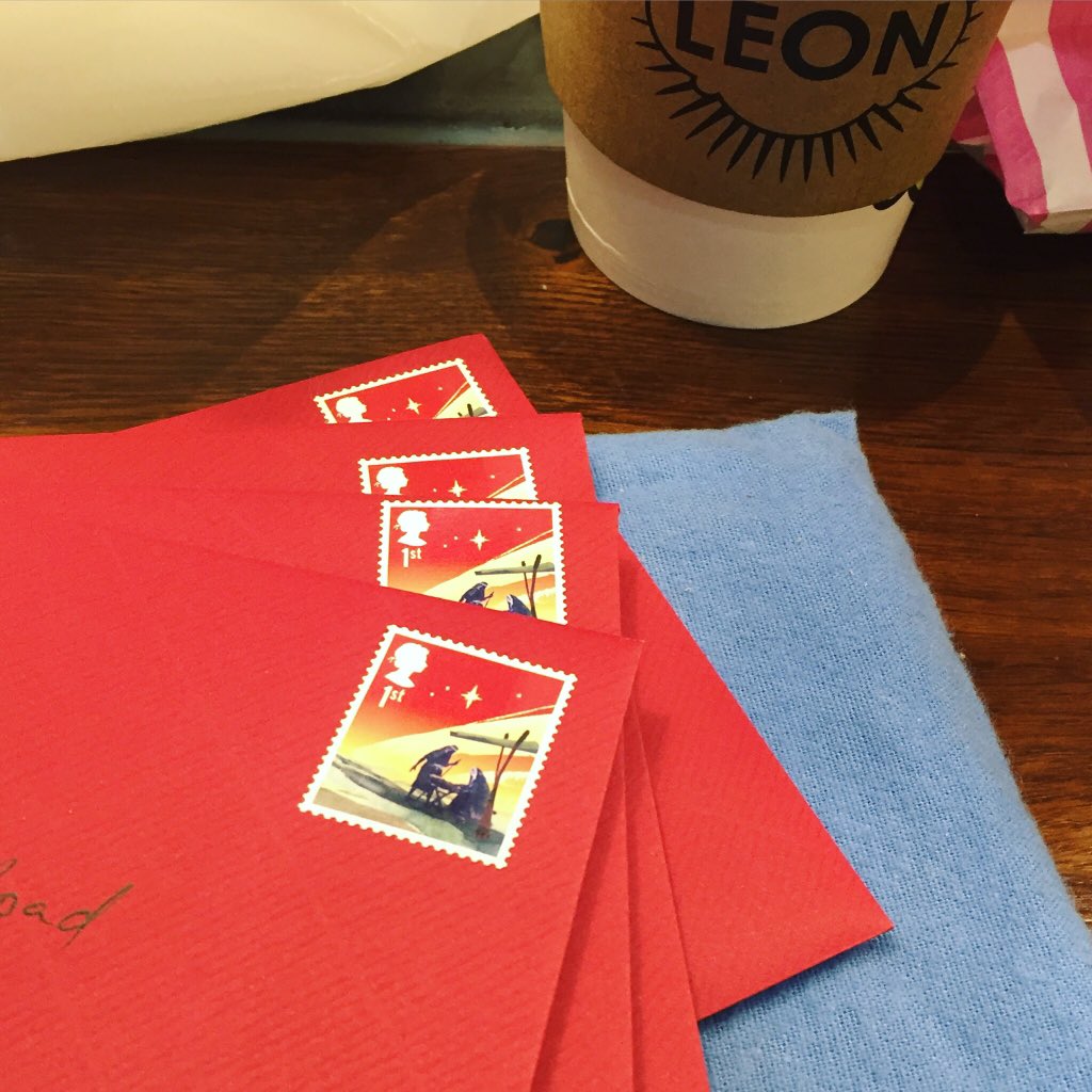 rabbitnpig's tweet photo. Writing &amp; sending off our specially designed Rabbit&amp;Pig cards while waiting for the flight home to Ireland for Xmas https://t.co/ATJLn4ph0G
