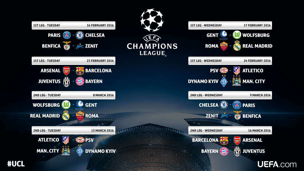 redes_TUDN's tweet photo. Listos los días para los octavos de final de la #ChampionsLeague https://t.co/HNafjW3W4i