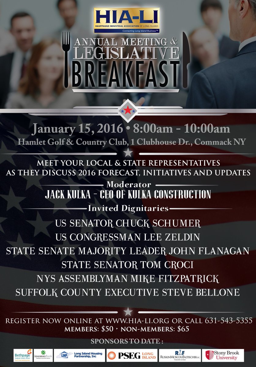 HIA_LI's tweet photo. #hiali #annualmeeting #legislativebreakfast #staterepresentatives #localrepresentatives #2016forecast https://t.co/92y9AsPcTW