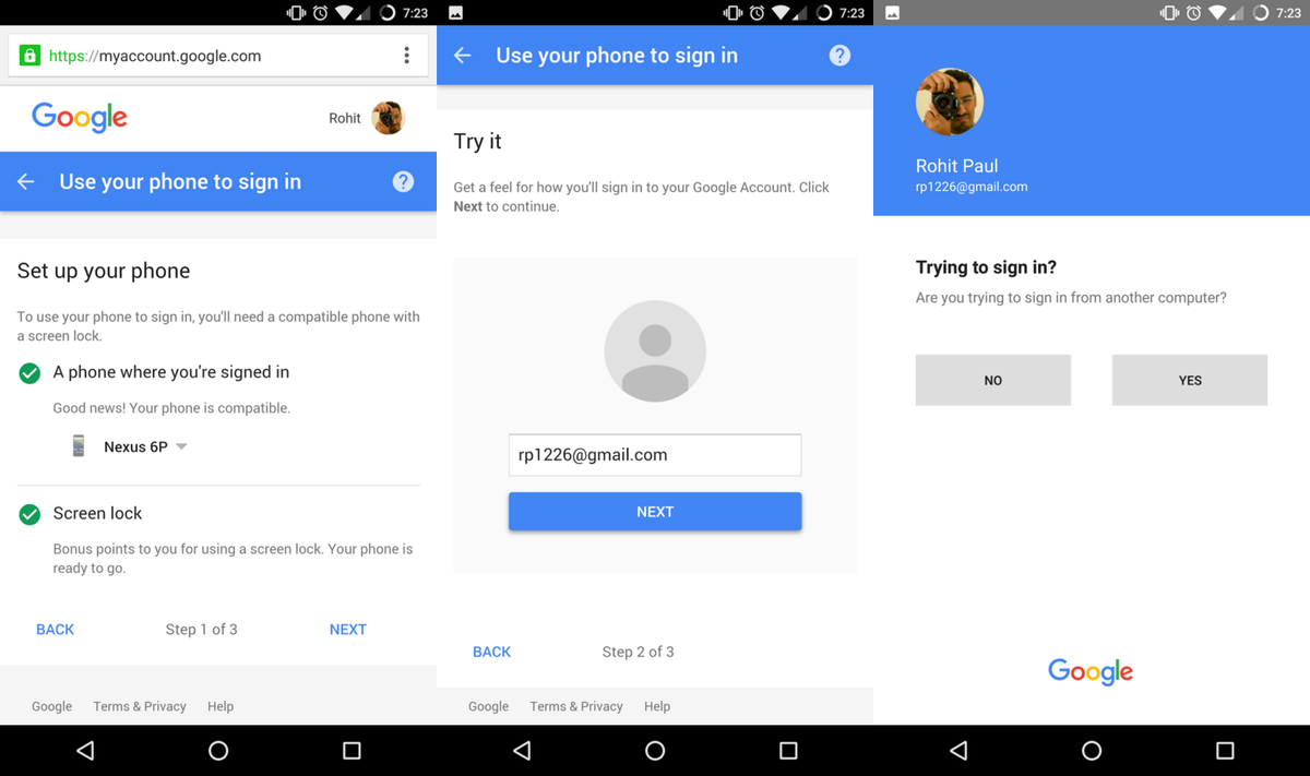 EPro's tweet photo. Google is testing signing into accounts using just your phone https://t.co/vYgrdwmgbw Die passwords die! https://t.co/hq0t4L5ZBk