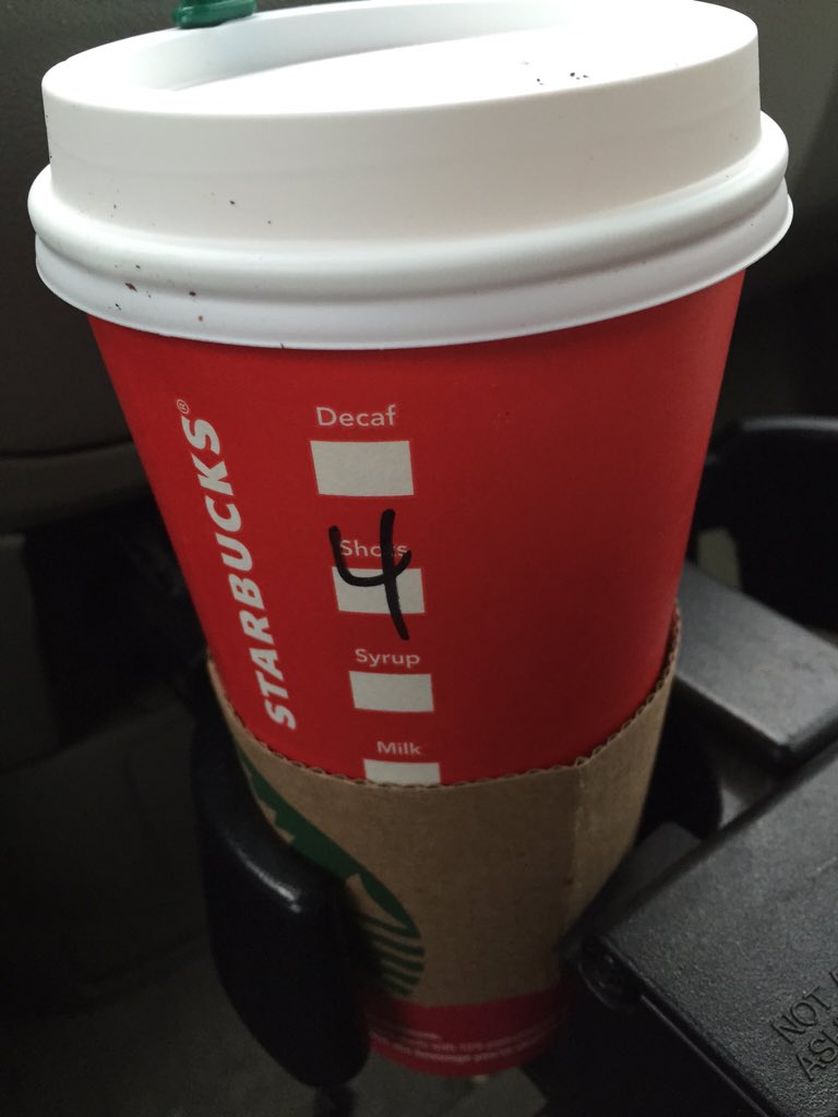 higbymama's tweet photo. Because when there's wrapping to be done, one extra shot isn't enough!!!! Thanks @Starbucks! #letsgetwrapping https://t.co/LTidSHEMXv