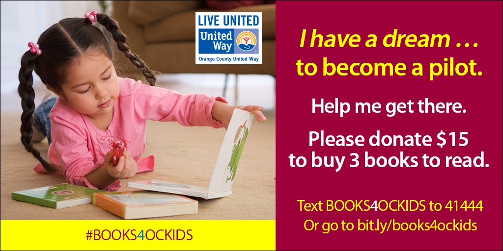 unitedwayoc's tweet photo. Let's support early grade literacy in Orange County. Contribute $15 to buy 3 #BOOKS4OCKIDS https://t.co/3TONPuKgoX https://t.co/4WpcwpFIZ1