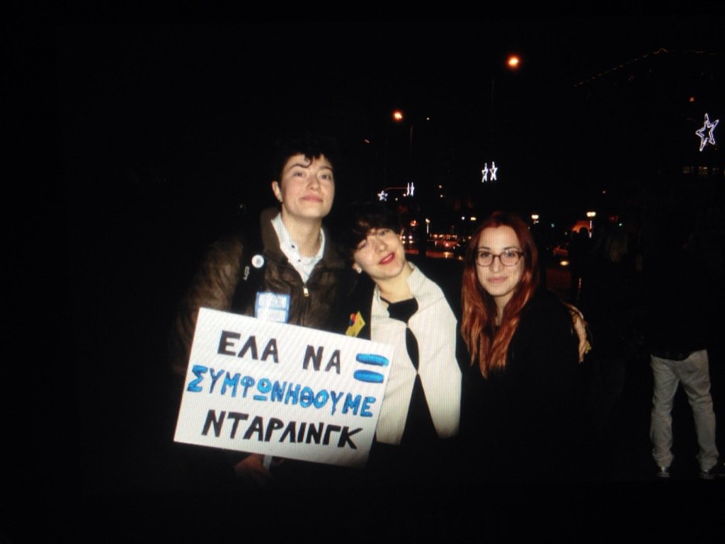 ElizaGoroya's tweet photo. Popped out to meet with activists. Here with darling comrades from @colourtyouth. We say YES! #equalityGr #Symfono https://t.co/KDUp5wraY5
