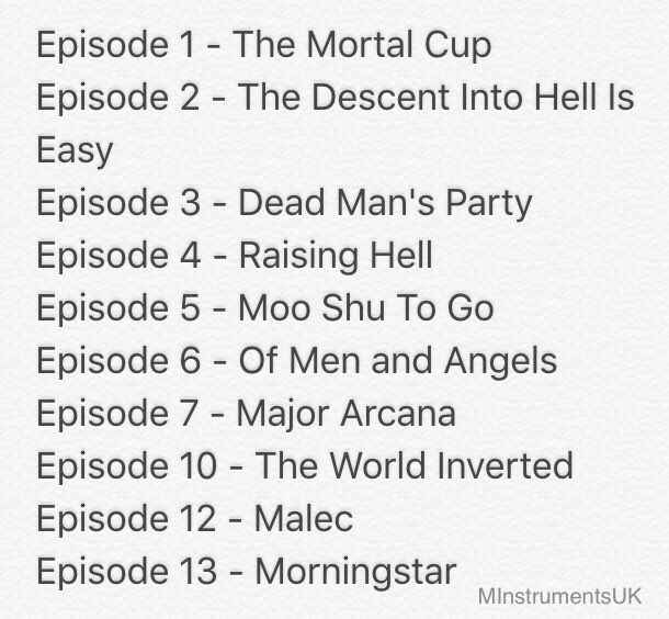 MInstrumentsUK's tweet image. #Shadowhunters Episode Titles [Rumoured]: