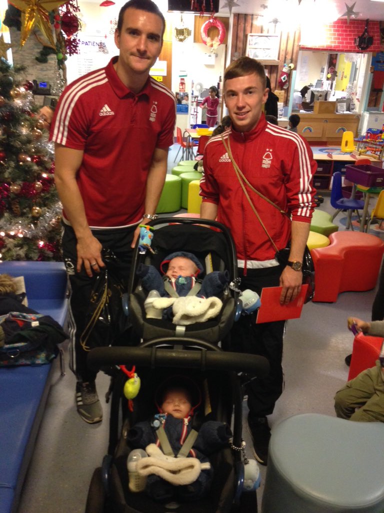 MrsB00th's tweet photo. Teddy and Ernie chatting with Jack and Ben of #nffc at QMC yesterday afternoon https://t.co/COPwuwIRdP