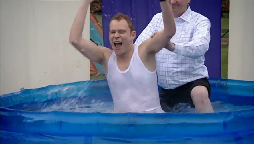 PeepShowQOTD's tweet image. (Is he getting baptised? I can't let him out of my sight for a minute.)