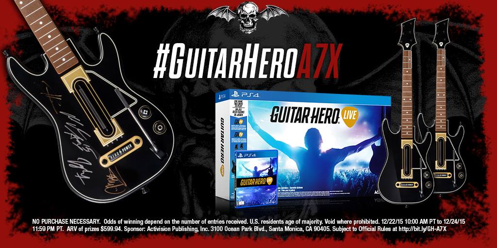 Win an exclusive <a href="/GuitarHero/">Guitar Hero</a> Live controller signed by us &amp; a 2-pack PS4 bundle! Enter here: bit.ly/1ZnZauJ