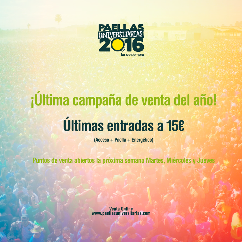 ListasListasvlc's tweet photo. CONSIGUE TU ENTRADA PARA PAELLAS !! 15€!!!
NO TE LAS PIERDAS
(DESCUENTO A GRUPOS)
644 308 145 https://t.co/rXSJ6W90L1